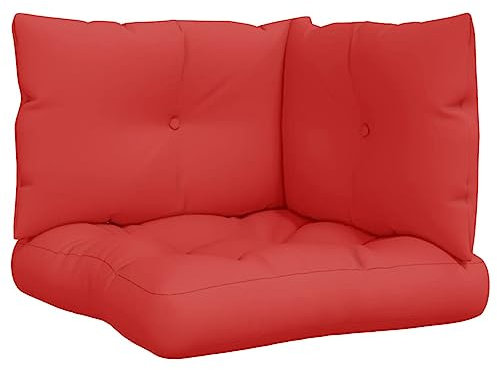 vidaXL Palettenkissen 3-TLG., Palettenpolster für Europaletten, Palettensofa Kissen Indoor Outdoor, Palettenauflage Sitzkissen Rückenkissen Seitenkissen, Rot Stoff