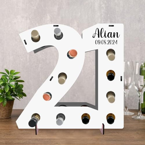 MHJUFGD Personalised Birthday Mini Liquor Bottle Holder Custom Number 21St Birthday Or Other Ages Mini Liquor Bottle Display Shelf 21St Birthday Centerpiece Table Decor For Party Men Women (style12)