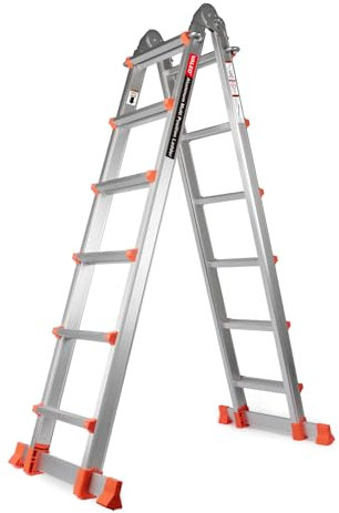 Valeo Ladder 22FT,A Frame Extension Ladder,Multi Position 6 Step Ladder