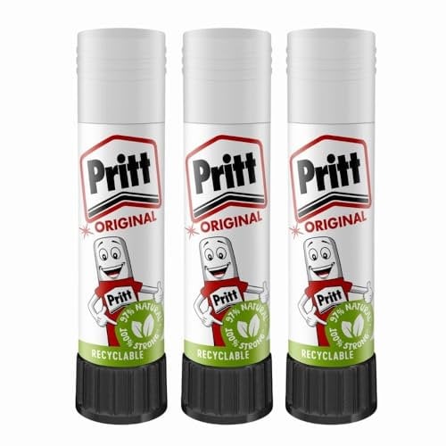Pritt Stick Original 11g x 3 Non-Toxic Washable Paper Glue, Adhesive for Crafts with Welari Thank You Card | (3pack)