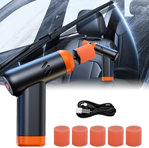 MOMOTOU Auto Mini Polierer Kabelloser, Wiederaufladbarer Handpolierer mit 5 Polierpads, 2 Geschwindigkeit einstellbar, Kratzer Reparatur Polierer für Autopflege Wachsen
