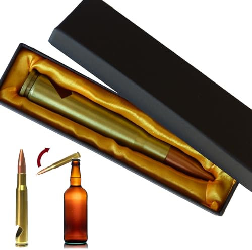 Flaschenöffner Patrone Kaliber .50 - Aus gebürstetem Metall, Replika in edler Geschenkbox - Für alle Männer und Bierliebhaber
