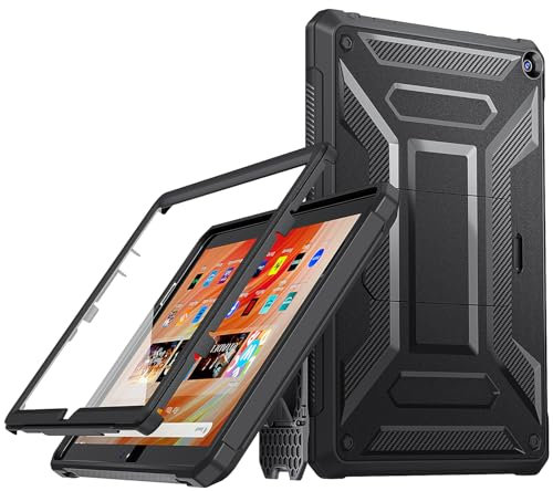 Fire HD 10 Tablet Hülle (13. Generation, 2023 Release), Nicht für iPad, TrendGate Leichtes Stoßfeste Armor Series Hülle Integrierter Displayschutz mit Ständer für Fire HD 10 Kids Pro Tablet – Schwarz