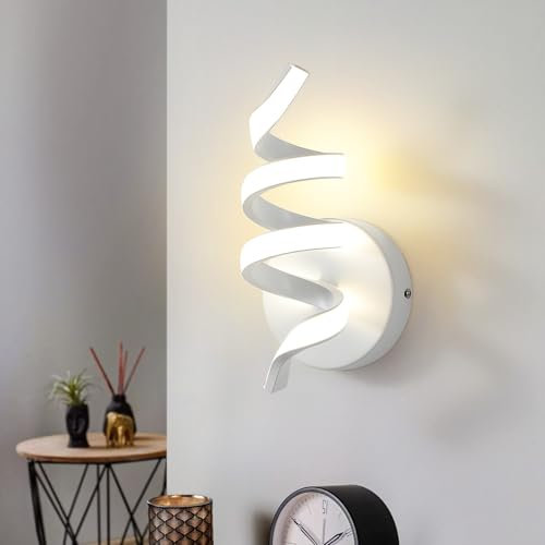 Homefire Wandleuchte Innen LED Wandlampe: Treppenhaus Wohnzimmer Schlafzimmer Flur Modern Design Wand Lampe 7W Weiß Wandleuchten Innenbereich Warmweiß 3000K