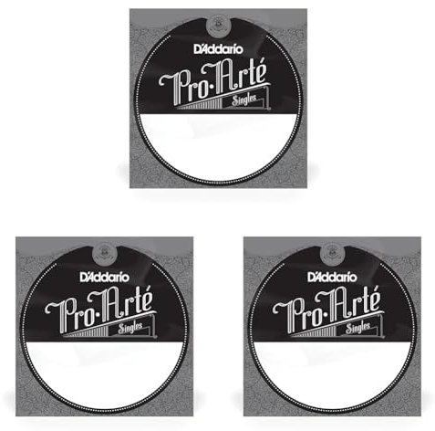 D'Addario J4501 Pro-Arte, cuerda individual de nailon para guitarra clásica, tensión normal, primera cuerda (Paquete de 3)