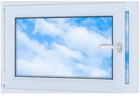 LORAC | Kunststofffenster weiß 900x600mm, 90x60cm, PCV, DIN Links, kippbar & ausstellbar, 2-fach Verglasung, energiesparend – Fenster mit CE-Zertifikat für Keller und Wohnung