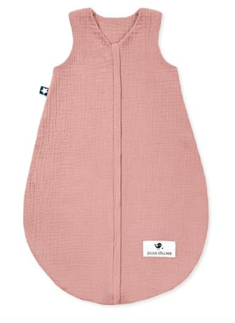 Julius Zöllner Musselin Sommerschlafsack dusty rose, Größe 80 | aus weicher Musselin Baumwolle, sicher und schadstoffgepüft, ideal für warme Sommernächte
