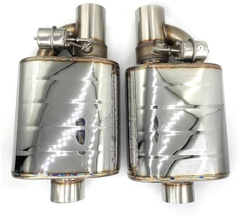 DZSQTUND Auto Auspuffblende 1 Paar L + R Mullfer Rohr Mit Fernbedienung Ventil Auspuff 304 Edelstahl Schalldämpfer Schalter Sound Auspuff Auspuff Schalldämpfer(2.5 inch (63) A)