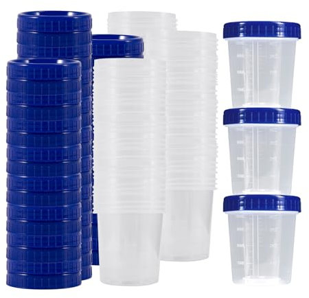 100 Pcs Specimen Cups,120ML Plastic Disposable Urine Collection Cups,Specimen Bottles for Urine,Urine Specimen Cups with Lids,Urine Collection Containers,Sample Cups for Laboratory Hospital School