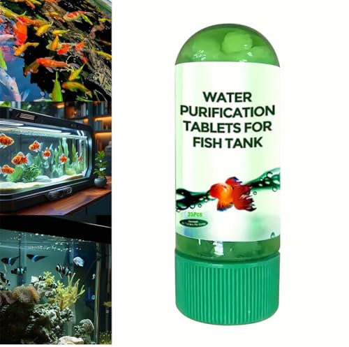 Powerful Aquarium Water Purification Tablet,Quick Clear Aquarium Fish Tank Treatment,Water Purification Tablets,Portable Aqua Wa-ter Purifi-cation Tab-lets,Fish Tank Cleaner,Wa-ter Purifying Tablets