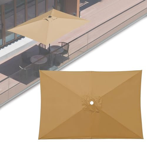 ESOYAWE Toile De Parasol De Rectangulaire Remplacement, 3m×2m 6 Baleines Auvent De Remplacement pour Parasol, Housse De Rechangepour Parasol De Jardin Terrasse Plage, 7 Coloris Disponibles