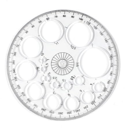 360 Degrees Protractor Template Ruler, 11.5cm Diameter Plastic Circle Measurement Ruler Tool with 16 Small Circles for Building Office School Designing Supplies (Transprant)