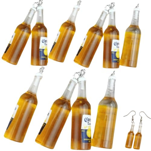 Tiosen 10Pcs Mini Beer Bottle Resin Charms for Jewelry Making, Pendant Accessories for Keychain Necklace Earrings