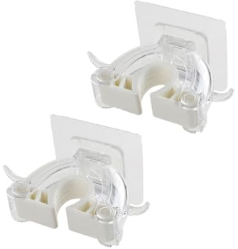 SOPOTUTU 2 Pcs Seamless Mop Holder Wall Mounted Broom Hanger Clip Heavy Duty Plastic Mop Broom Storage Rack for Kitchen Bathroom Home Organizer White