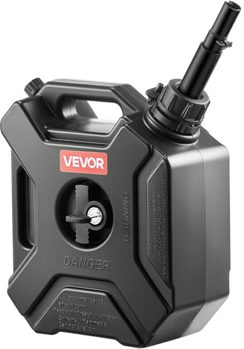 VEVOR Bidon Essence 5 L Bidon Carburant avec Bec Verseur, Verrouillage Antivol, Débit Maximal 15 L/min, Réservoir Essence Étanche Portable pour la Plupart des Voitures, Motos, UTV, Tracteurs, Noir