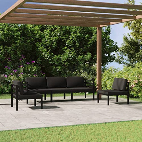 CIOURSTO Garten Lounge Set, Outdoor Sofa Set mit Kissen, Modulares Sofa für Terrasse, Balkon (2X Corner + 3X Middle)