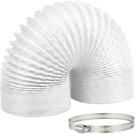 NUTKIT Abluftschlauch, PVC Abluftschlauch Weiß, 100mm Lüftungsschlauch 3M | Einziehbarer Flexschlauch Schlauch Abluftrohr für Luftführungssysteme Klimaanlage Dunstabzugshaube Abzugshaube Trockner