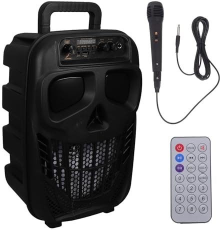 8 inch Skull Bluetooth Speakers, Portable Wireless Speakers with Subwoofer, 50W Wireless Boombox, Compatible with Smartphones and Tablets, Support FM Radio, TF Card, LED Lights,MP3 Player