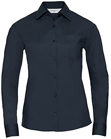 Russell Collection Ladies Long Sleeve Shirt French Navy S