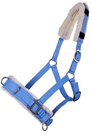 ARBO-INOX Kappzaum Halfter Nylonhalfter Longierhalfter QHP 4 Farben und 4 Grössen Farbe hellblau, Größe Cob Vollblut