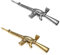JewelryWe Schmuck 2pcs Herren Halskette, Edelstahl Armee Gewehr Pistole Waffe AK47 Anhänger mit 56cm Kette, Gold Silber