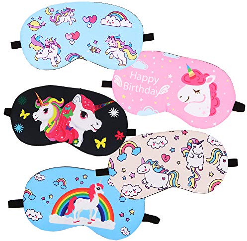 Set mit 5 niedlichen Einhorn-Schlafmasken, bequem, leicht, Augenschutz für Partys, Reisen, Nickerchen