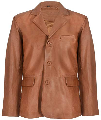 Infinity Leather Herren Bräunen Echtes Leder Blazer Weiche Echte Italienische Schneider Jahrgang Jacke Mantel XL