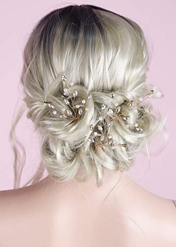 Anglacesmade Épingles à cheveux pour mariée - Or rose - Cristal - Perle - Strass - Demoiselles d'honneur - Épingles à cheveux de mariage - Accessoires pour cheveux pour femme et mariée (or rose)