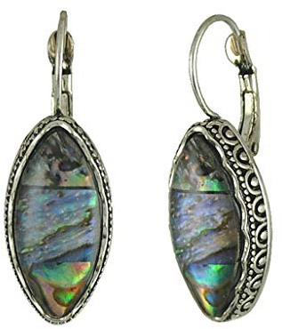 Mypace 925 Silber Gold Set Creolen hängende Ohrringe Für Damen Böhmische ethnische Art-bunte Muschel-geometrische Tropfen-runde Ohrring-Damen (A)