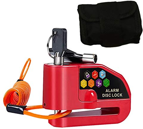 Bloc Disque Alarme Antivol Moto Avec 110db, 2 Clés, 1m Câble et Sac - Pour Moto/Vélo/Scooter