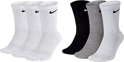 Nike 6 Paar Socken Herren Damen Weiß Grau Schwarz Tennissocken Sparset SX7664, Farbe:weiß weiß/grau/schwarz, Größe:42-46