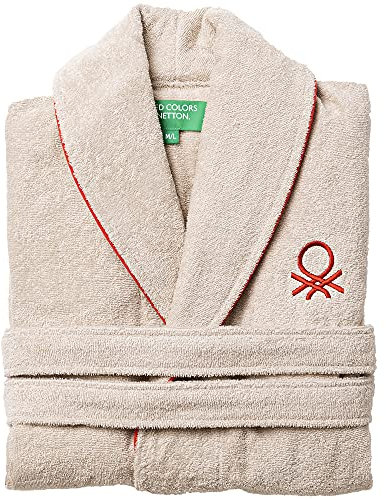 UNITED COLORS OF BENETTON. Albornoz Unisex hombre o mujer 360gsm 100% algodón, Crema