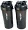 2 PACK PROTEIN BOTTLE SHAKERS WITH TIGHT LIDS FOR SPORTS AND FITNESS with compartments (2 PACK, BLACK)