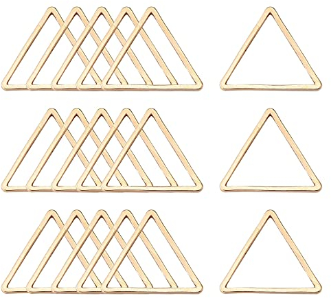 Fashewelry 50 Stück hellgoldene hohle Dreiecks-Charms Ohrringe Perlen offen Lünette Anhänger Rahmen für Schmuckherstellung 13 x 15 mm