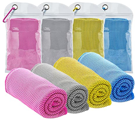 SZELAM Kühlendes Handtuch, 4 Packungen Weiches, Atmungsaktives Mikrofaser-Handtuch für Yoga, Fitnessstudio, Training, Sport, Fitness, Laufen, Camping, Wandern (40 x 12)