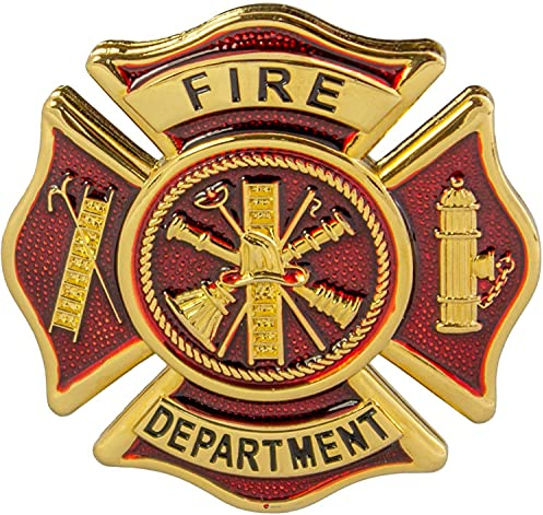 Fire Department Feuerwehr Metallabzeichen-Emblem Poliertes Gold - Rote Emaille Geprägte Oberfläche Herren Kilt Pin Kiltnadel Brosche Feuer Zubehör