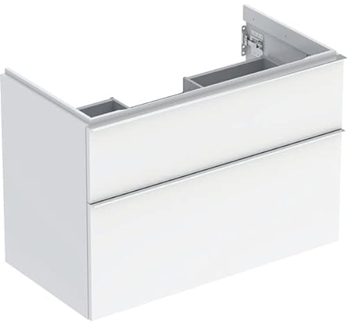 Geberit iCon Unterschrank für Waschtisch, 2 Schubladen, 88,8x61,5x47,6 cm, 502305; Farbe: Front/Korpus: weiß/lackiert hochglänzend, Griff: glanzverchromt