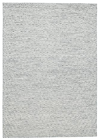 Trondheim | PO-502 | Teppich aus 100% Schurwolle | handgewebt | Größe: 55 x 80 cm | Farbe: Natur Grau | THEKO