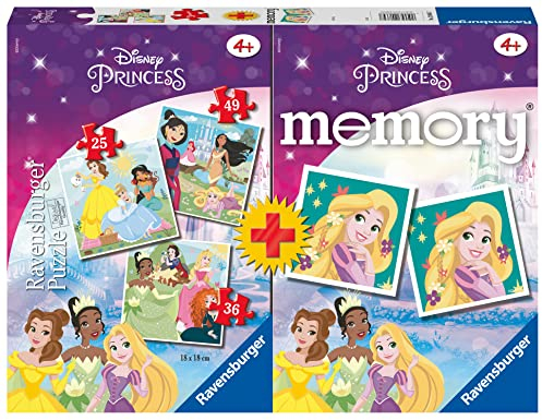 Ravensburger - Multipack Memory® und Puzzle Disney Princess, Puzzle und Spiel für Kinder, Empfohlenes Alter 4+, 20864 7, Mehrfarbig