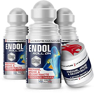 ROLL ON HUILES ESSENTIELLES Endol - Sensation de Chaleur - Pour Apaiser Muscles et Articulations - Gel Articulaire - Lot de 3 - Fabriqué en France - Eric Favre
