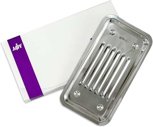 MJW Bandeja de Laboratorio - 21cm Acero Inoxidable Bandeja de Instrumentos para Laboratorio, Herramientas Clínica y Tatuaje - ideal la Cocina Servir Bandeja y Organizador de Baño