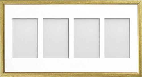 Frame Company Drayton Multi Aperture Photo Frame, Gold with Gold Inset, 20x10 for 6x4 inch (x4)