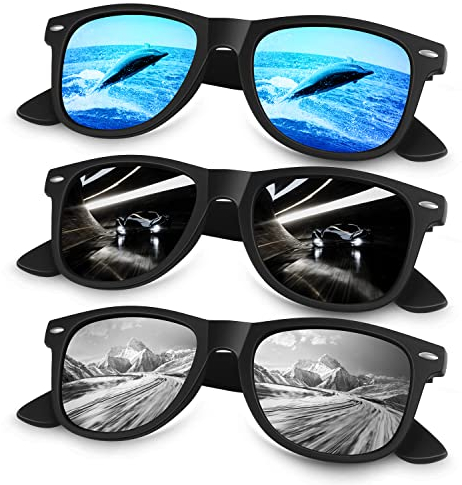Sunier Sonnenbrille Herren Polarisiert Retro Vintage 100% UV-Schutz Klassisch Golf Fahren Fahrende Angeln Reisen Sonnenbrille Damen Cat 3 CE