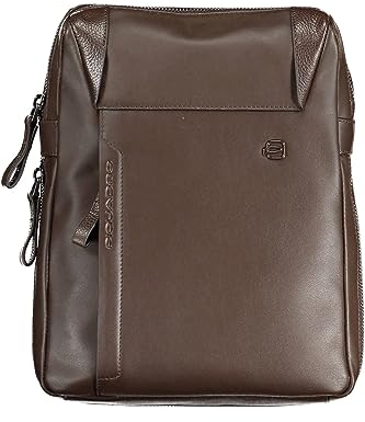 Piquadro Umhängetasche aus Leder mit Erweiterung