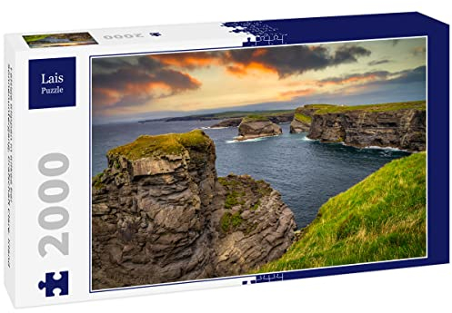 Lais Puzzle Felsige Klippen in Kilkee bei Sonnenuntergang, Grafschaft Clare. Irland 2000 Teile