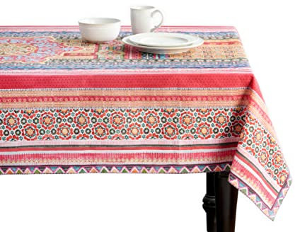 Maison d' Hermine Tischdecke, 100% Baumwolle, 140cm x 180cm dekorative Tischdecke, waschbar, quadratisch, tischdecken für Muttertagsgeschenke, Essen und Hochzeiten, Ispahan – Frühling/Sommer