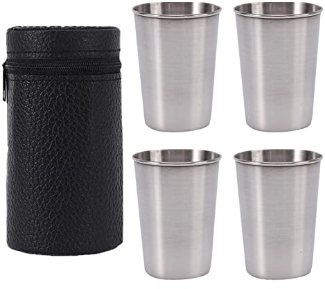 Set di 4 Bicchieri in Acciaio Inox, 150 ml, in Acciaio Inox, impilabili, in Metallo, in Acciaio Inox, per Feste