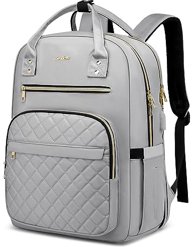 YAMTION Laptop Rucksack Damen,17.3 Zoll Schulrucksack Frauen Schultasche Mädchen Teenager Tagesrucksack mit USB und Laptopfach für Schule Universität Büro Arbeit Stadt
