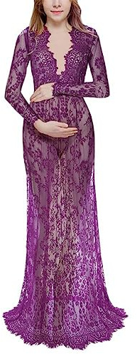 ORANDESIGNE Robes Maternité Femme Photographie Robe Sexy Longue Robes en Dentelle de Soie Fente Avant pour Souvenirs Photographie pour Plage Wedding Cocktails Soirée
