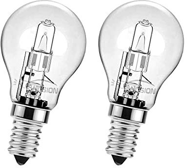 Ruiandsion 2pcs E14 Halogenglühbirnen 42 Watt 220V 230V 250V 110-250V E14 Schraubsockel Warmweiß für Kronleuchter Hängelampen Schrank Mikrowellenherde Lichter